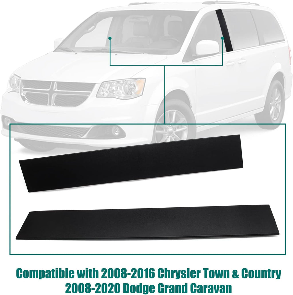 926-445 926-446 B Pillar Trim Door Molding for Front Passenger & Driver Side Windshield Outer Compatible with 2008-2016 Chrysler Town & Country 2008-2020 Dodge Grand Caravan Part# 5020664AA 5020665AA