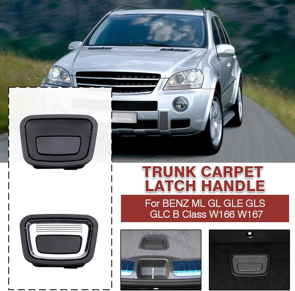 Car Rear Luggage Trunk Boot Mat Carpet Switch Handle for Mercedes Benz ML GL GLE GLS GLC B Class W166 W167 W292 W253 W247 (Plastic Black)