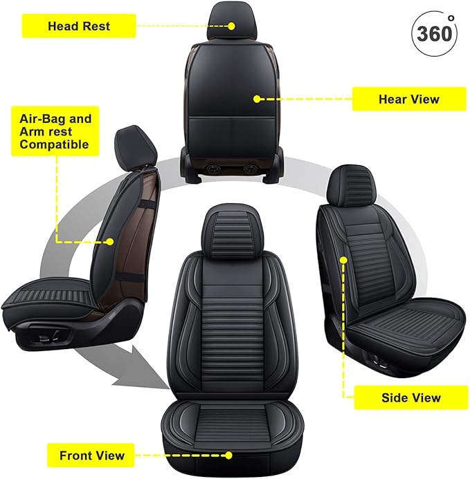 LINGVIDO Car Seat Covers, Breathable and Waterproof Faux Leather Automotive - Image 5