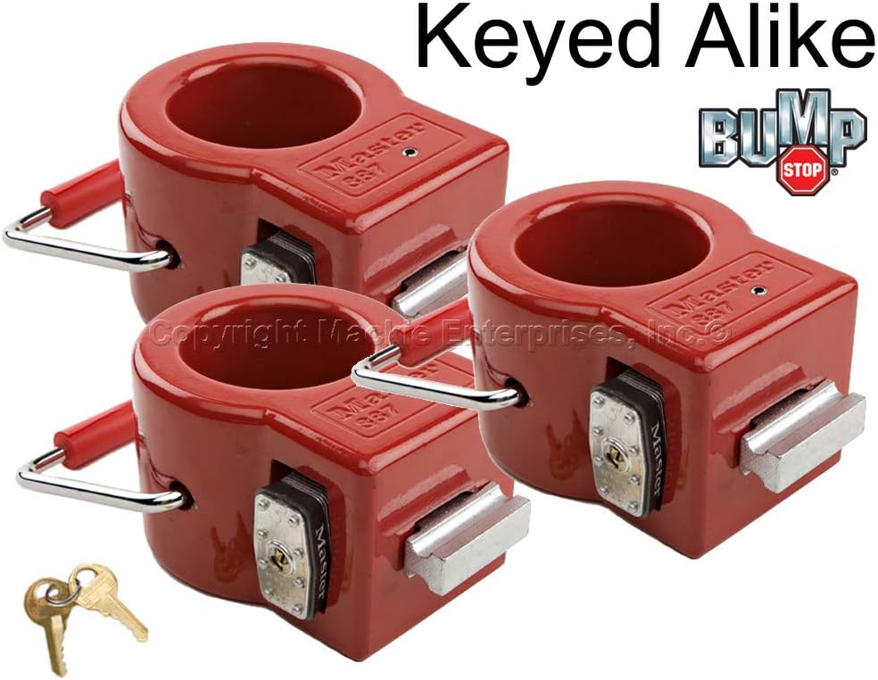 Master Lock Three (3) Keyed Alike King Pin Locks w/ 6 Keys - Toy Hauler/Trailer Locks w/BumpStop Technology - 387NKA-3