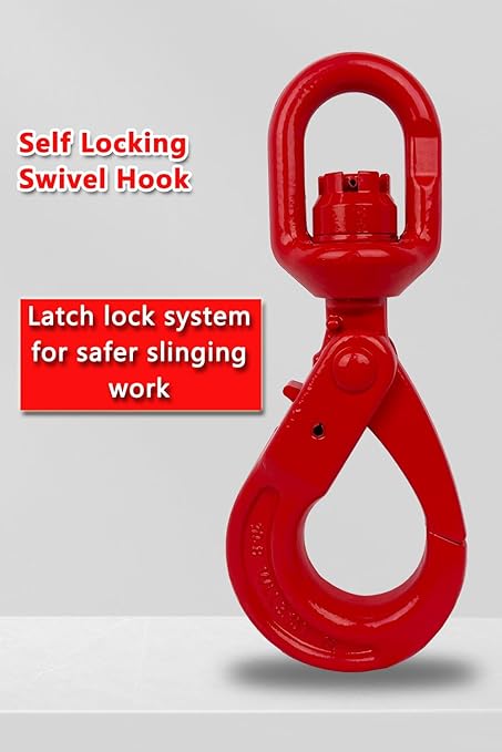 Swivel Self-Locking Hook 6944 lbs Grade 80 Swivel Self Locking Hook Heavy Duty - Image 2