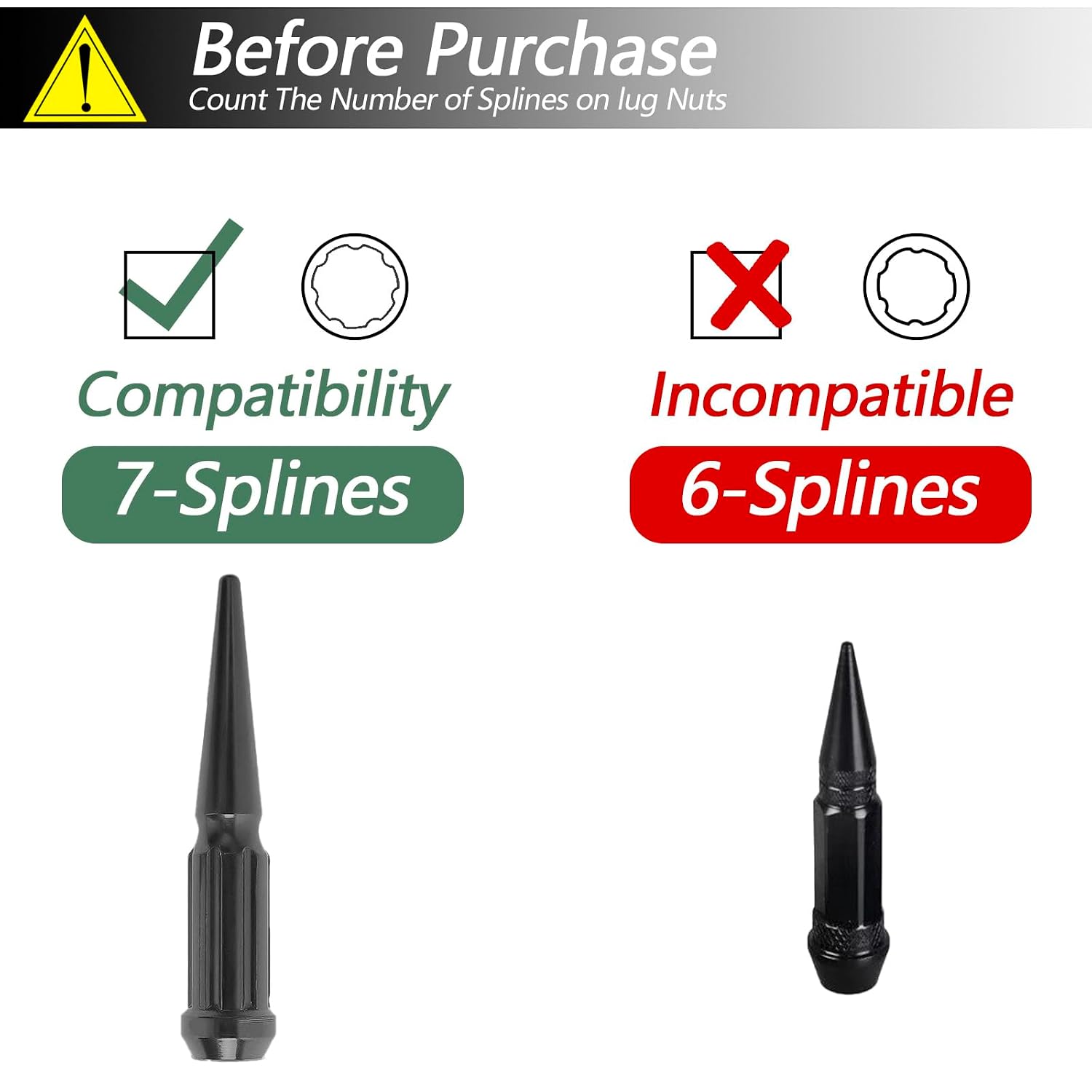 Spike Lug Nuts Socket Key with 7 Spline, Spiked Lug Nut Key Solid Tuner, 4.9" Tall One Piece Spiked Lug Nut Accessories, Suitable for M14x1.5, M14x2.0, 9/16 Chevrolet Silverado Truck, Opposite ID 20mm