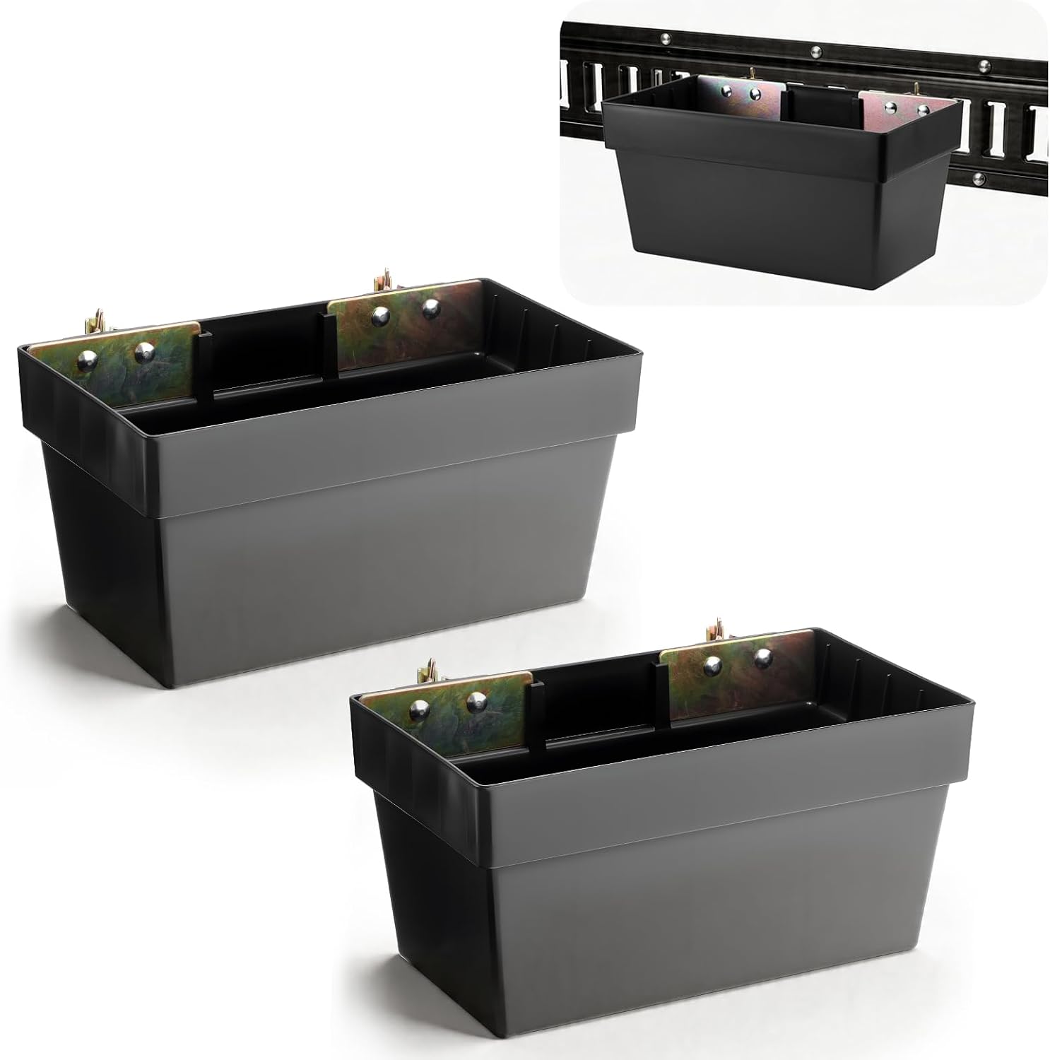 3 Pack Heavy Duty E Track Storage Bins, E-Track Accessories Tool Organizer for Enclosed Trailer, Truck, Cargo Van, Garage, Durable Plastic Storage Baskets for E-Track Rail System, 13 Inch