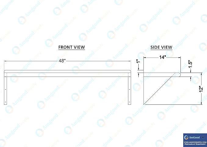 AmGood 48" Long X 14" Deep Stainless Steel Wall Shelf | NSF Certified | - Image 5