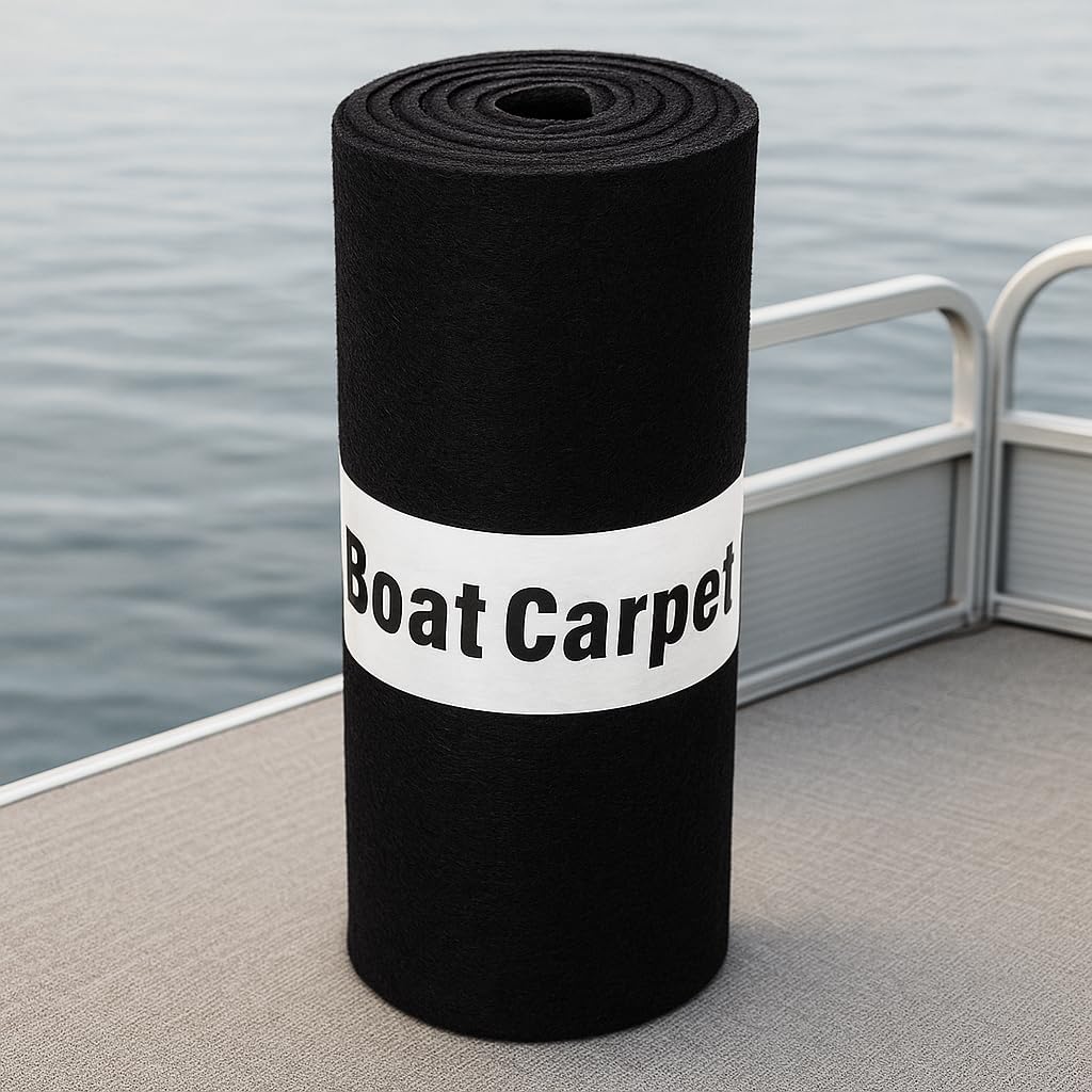 Boat Trailer Bunk Carpet, Black Marine Carpet, Replacement for Trailer Bunk Boards, Boat Lift Bunks, and Runners, Available in 12" and 24" Widths