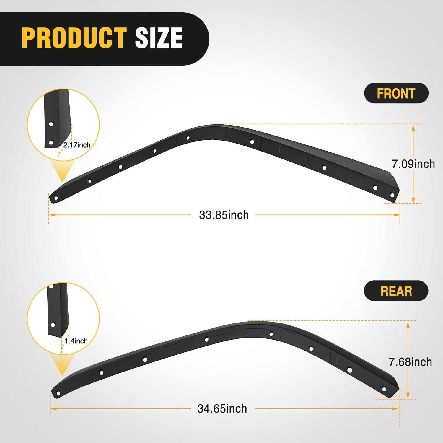 Nilight Fender Flares Extensions Set Compatible with 2020 2021 2022 2023 2024 2025 2026 Gladiator JT Mojave & Rubicon (Only for High Wheel Arches) Off-Road Widened Front Rear Flat 4 PCS