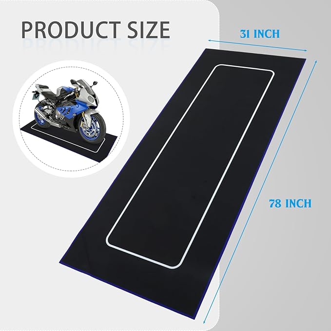 Motorcycle Mat 78 x 31 Inch Garage Floor Rug Washable Parking Mats - Image 2