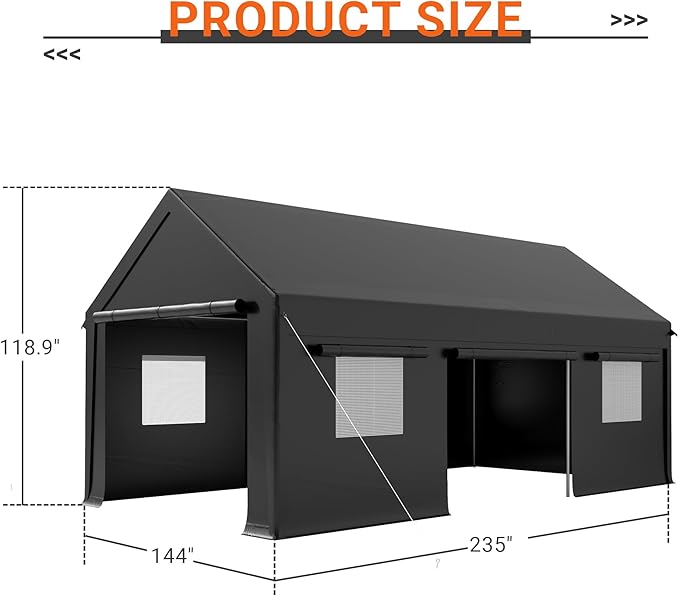 Carport, 12x20 FT Heavy Duty Carport, Portable Garage - Image 2
