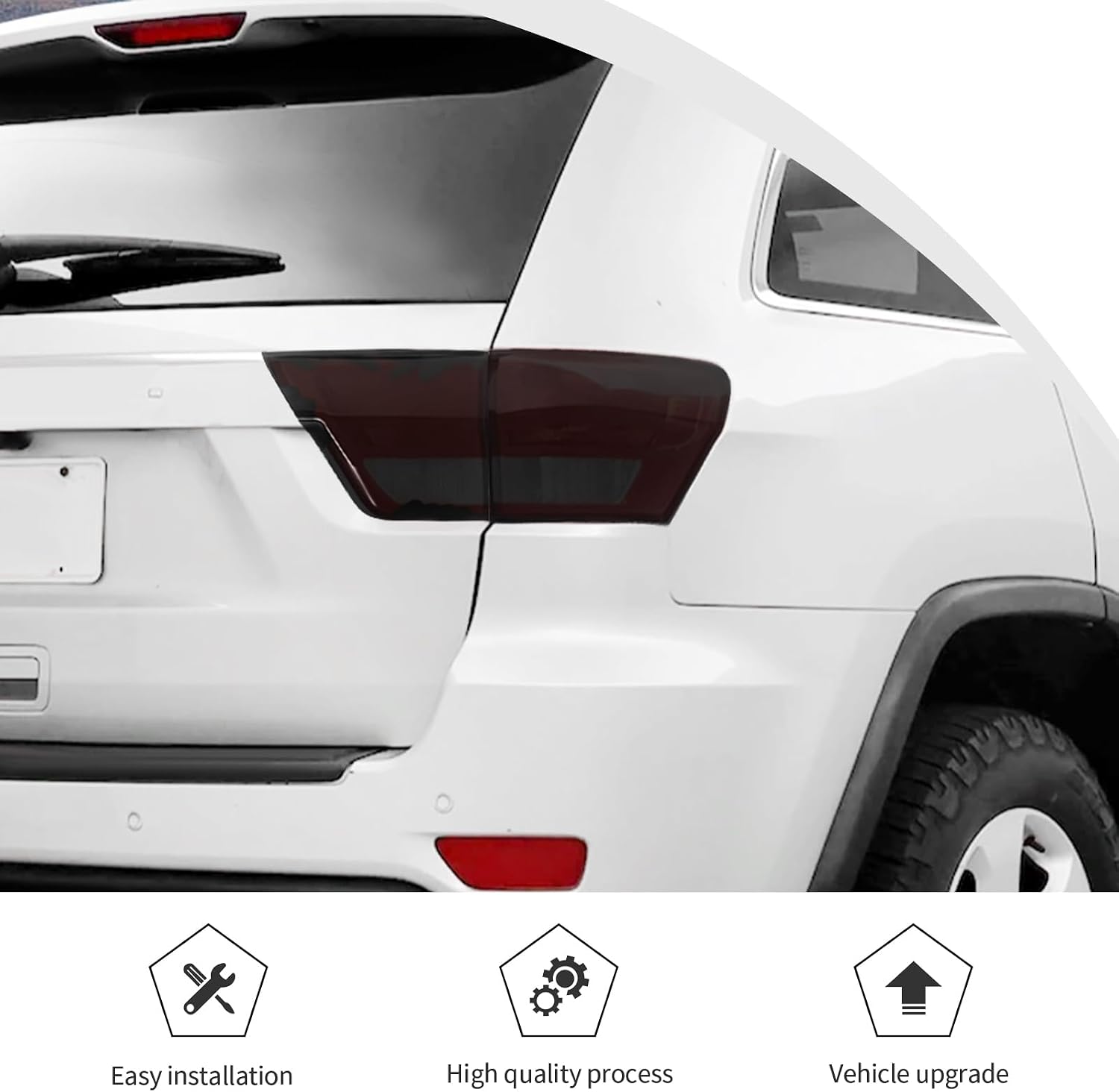 JWWY Taillight Rear Light Lamp Tail Lamp Cover Trim Embellishment Ornamentation Fit for 2011-2013+Jeep Grand Cherokee Exterior Accessories 2pcs Blackened