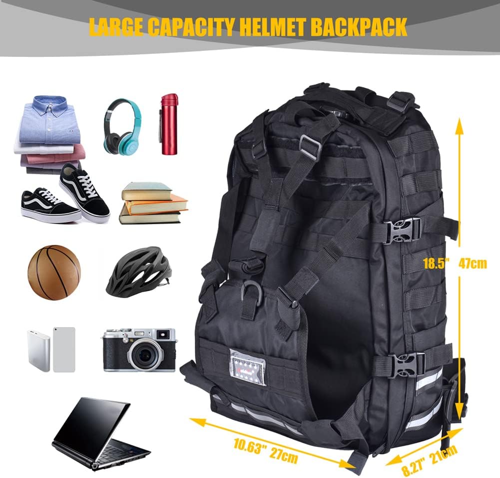 Large Capacity Motorcycle Helmet Backpack, Waterproof Motorcycle Backpack for Men Riding Hiking Cycling Backpack