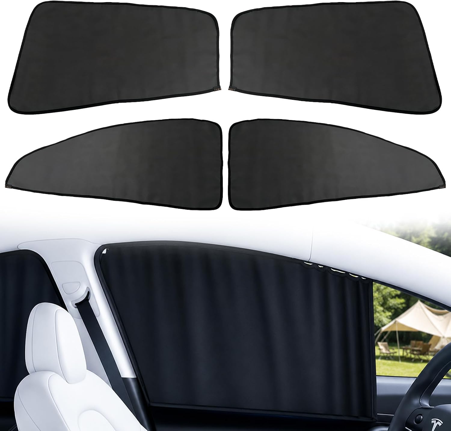 Tlyard for Model Y Magnetic Window Sunshade, Model Y Juniper Side Window Shade Curtain, Removable Privacy Window Shade Covers Curtains for Baby, Camping Summer Accessories for Tesla Model Y 2020-2026
