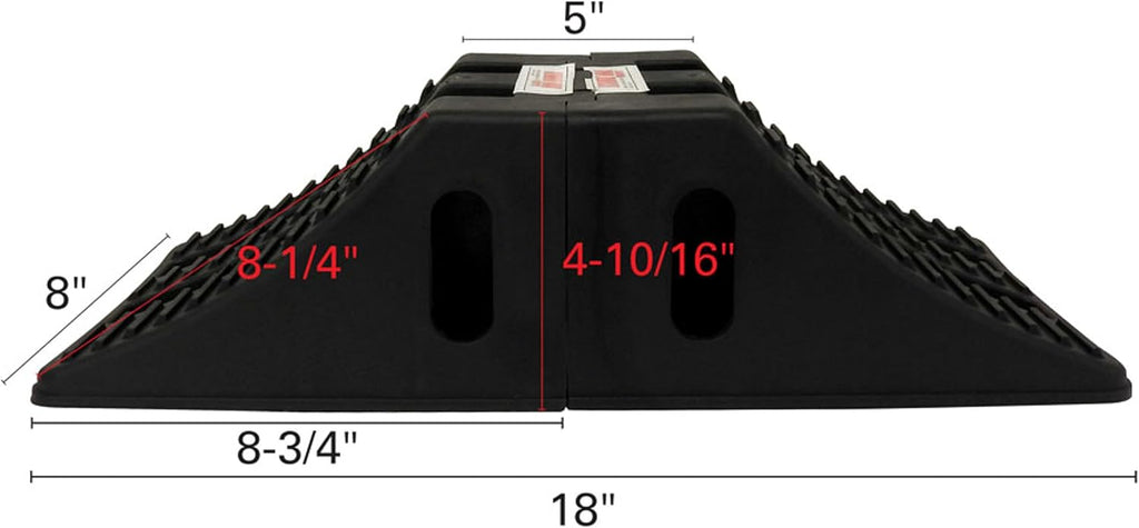 Extreme Max 5800.5852 Heavy-Duty Interlocking Wheel Chock for Tandem Axle Trailers and RVs - 9.2" x 8.2" x 4.7", Pair