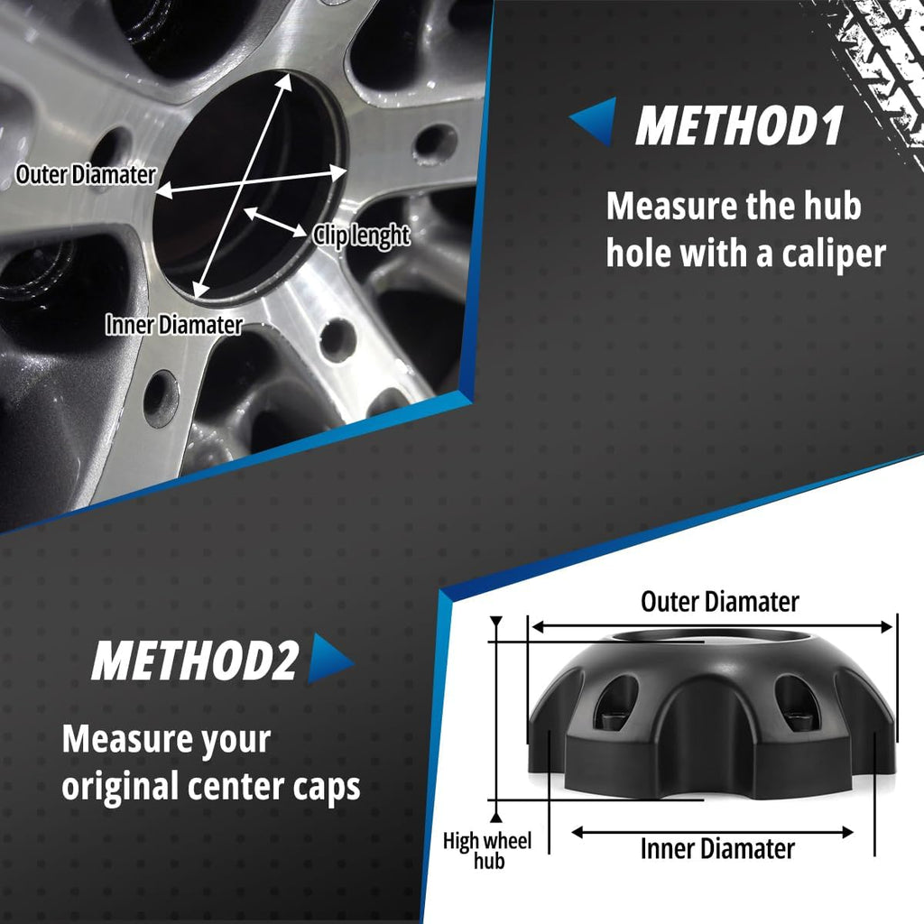 4 Pack 134 mm / 5.28 in Black Wheel Center Caps 6 Lug Kit for Ultra Motorsports, 48 mm / 1.89 in Height Hub Caps, Snap-in Replaces 89-9765 ABS-Plastic Rim Covers
