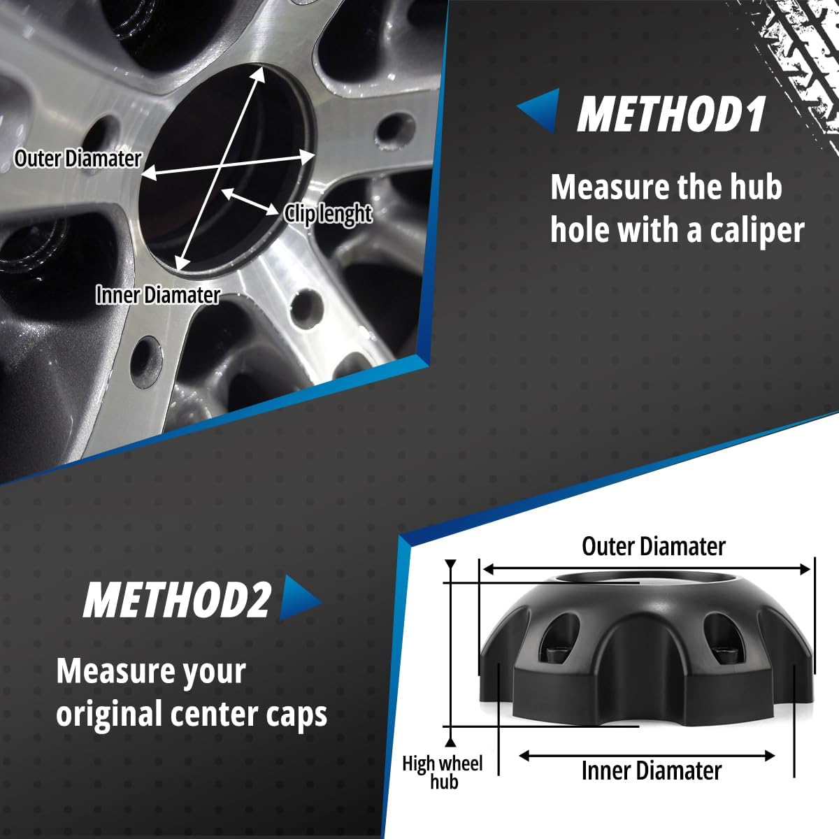4 Pack 134 mm / 5.28 in Black Wheel Center Caps 6 Lug Kit for Ultra Motorsports, 48 mm / 1.89 in Height Hub Caps, Snap-in Replaces 89-9765 ABS-Plastic Rim Covers