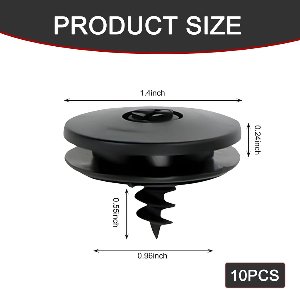 Pack-10 Car Carpet Fixers, Non-Slip Plastic Car Mat Screws, Compact Carpet Floor Mat Anti-Shift Clips, Suitable for Most Cars, Trucks (Black)