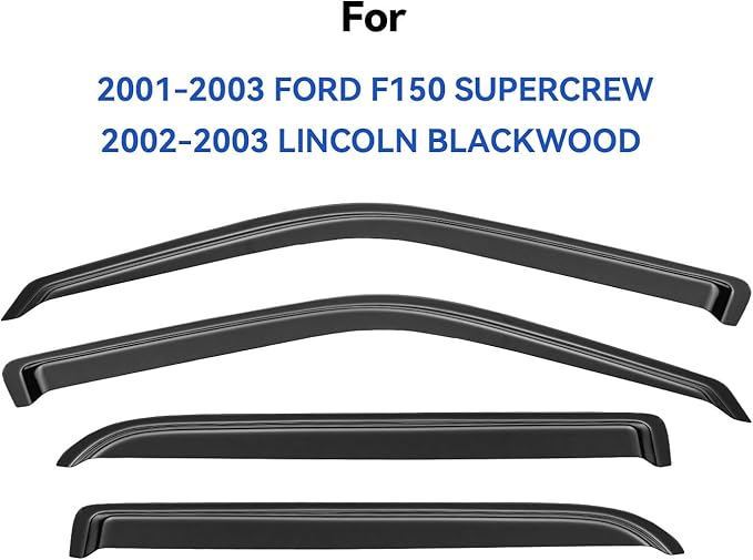 Window Visors Rain Guards for 2001 2002 2003 Ford F150 SuperCrew Cab, - Image 3