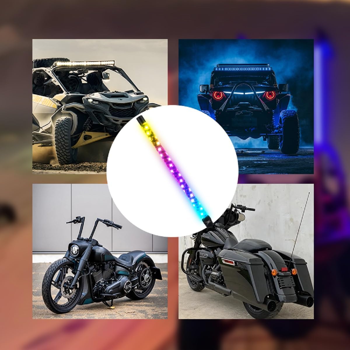 S7 2 Pack 1FT Whip Lights, LED Whip Light with App & Remote Control, Spiral RGB Chasing Lighted Antenna Whips,Whip Light for UTV ATV RZR SXS Can-Am Dune Buggy Offroad Truck (1ft)