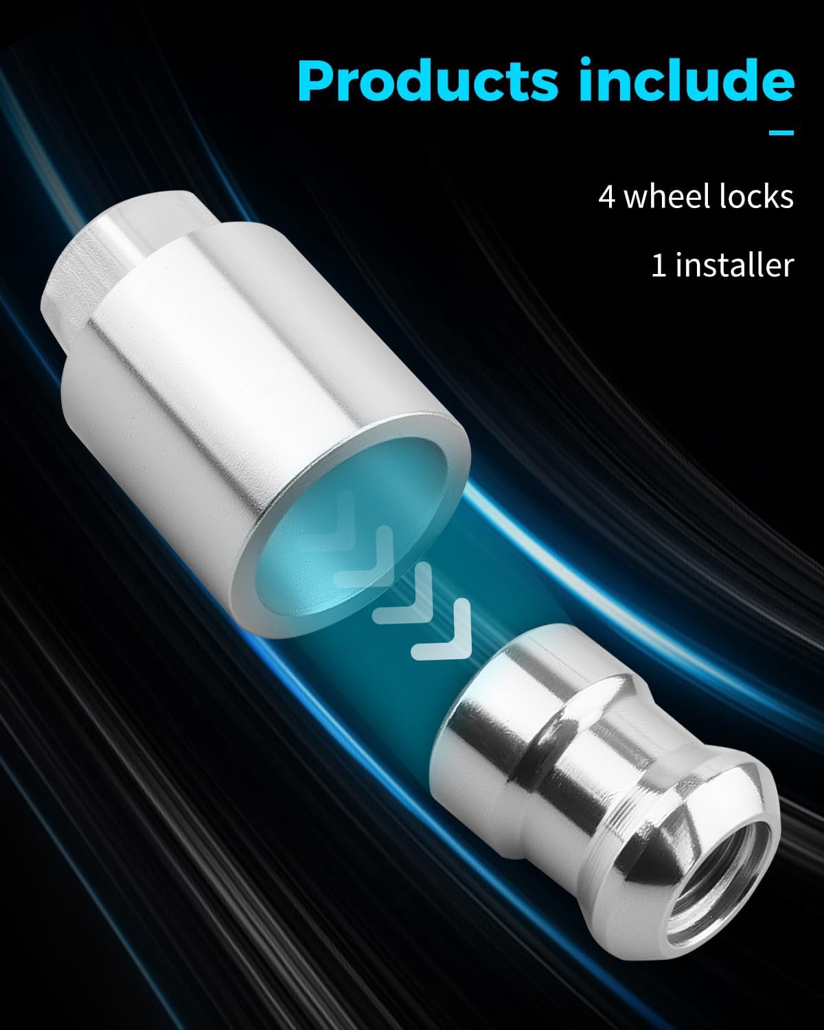 08W42-S6M-201 Exposed Wheel Lock, Chrome – Fit for ILX 2013, for RDX 2007-2013, for TL 2005-2008, for TSX 2009-2010, Hardened-Steel, Theft-Resistant, Triple-Nickel Chrome Plated