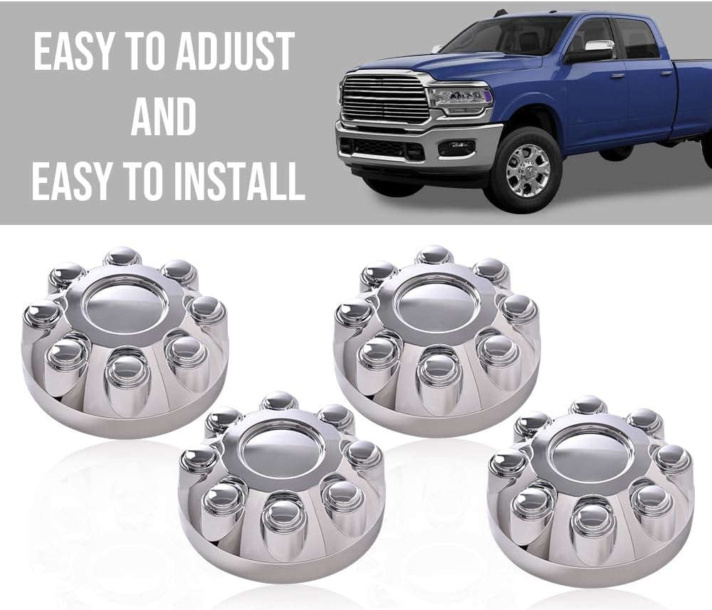 PIT66 4PCS 8 Lug Covers 17" Wheel Center Cap Fit Dodge RAM 1500 2006-2008 | Chrome Hub Caps Fit RAM 2500 2003-2013/ RAM 3500 Truck 2003-2012 52121450AD, 52121450AD.7, OXY18PAKAA