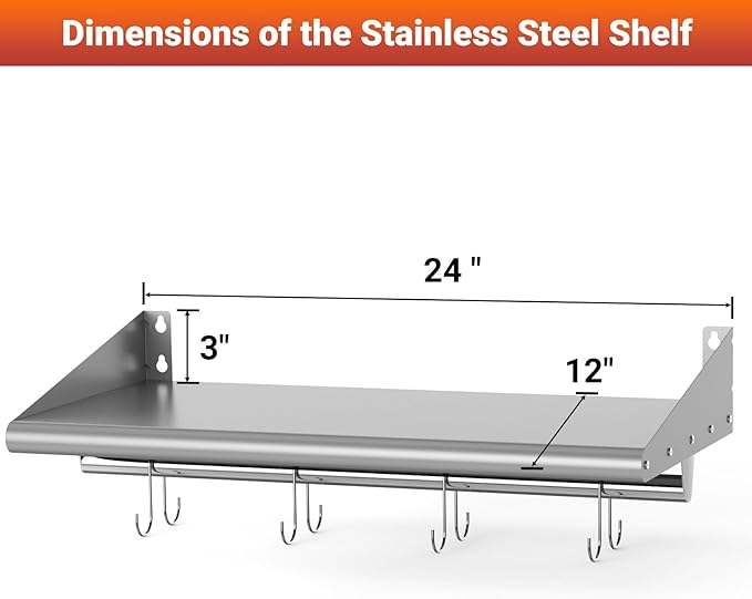 Skyflame 12" x 24" Stainless Steel Shelf - Image 3