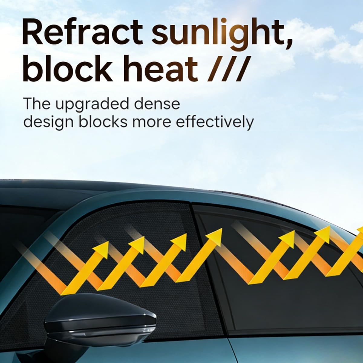4 Pcs Universal Car Window Screens for SUV, Front & Rear Breathable Mesh Covers, Anti-Mosquito UV Protection Sun Shades for Camping, Fits Most SUV