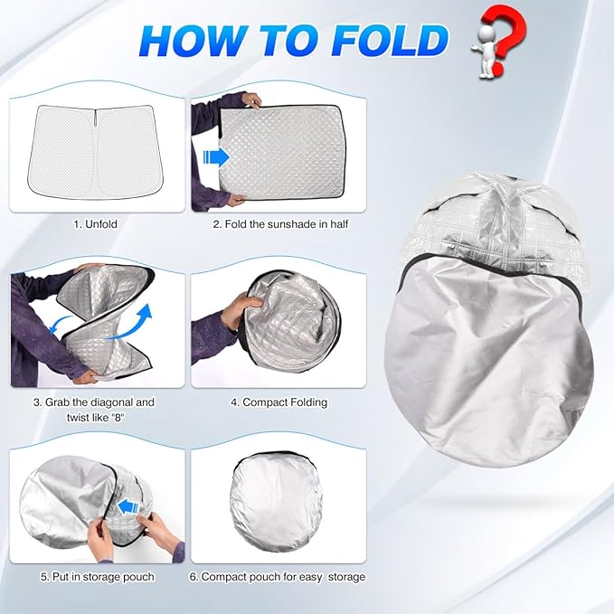 Windshield Sun Shade for GMC Yukon XL 2021-2025 2026 Thicken 6-Layer Foldable - Image 6