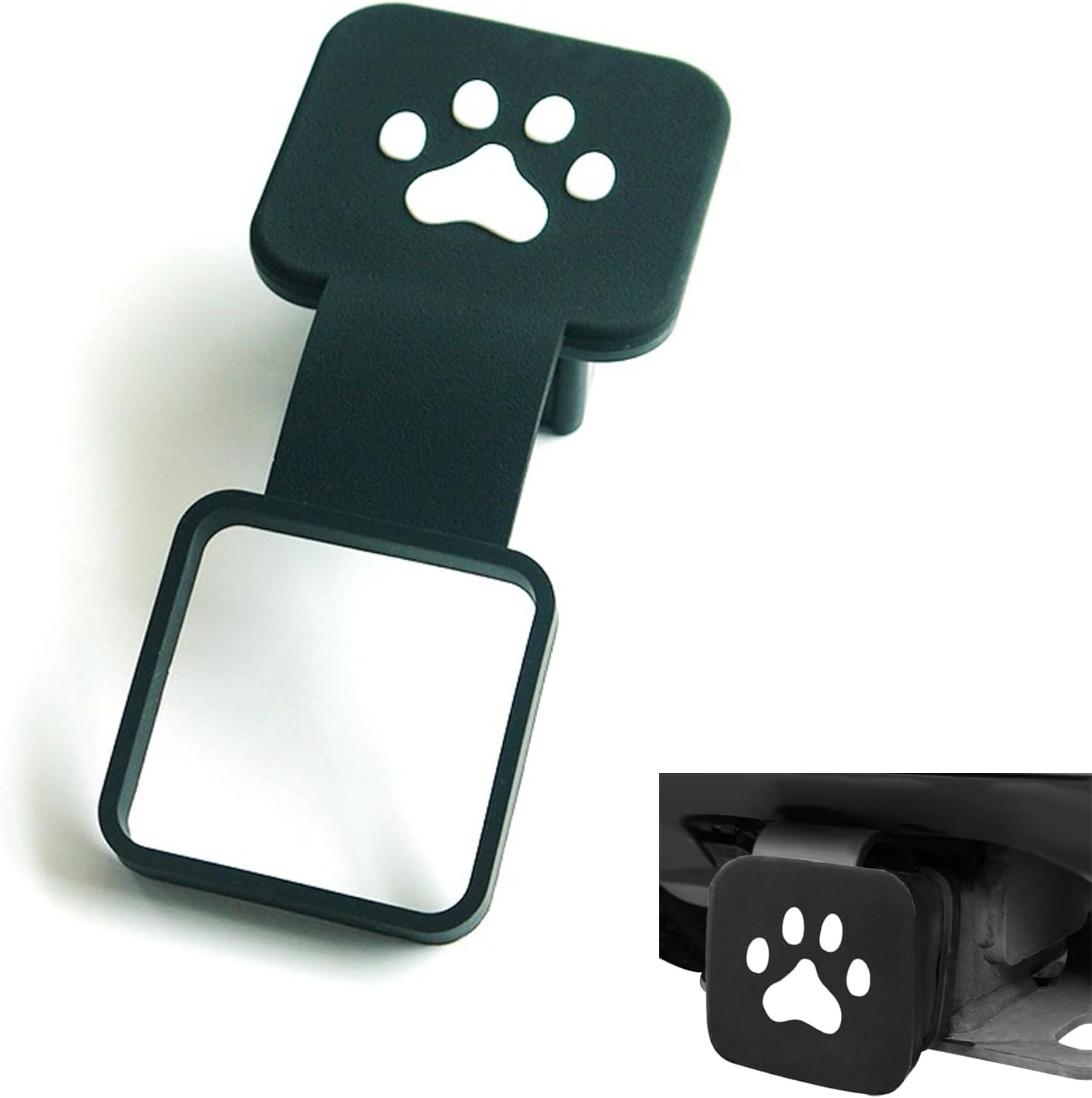 2 Inch Trailer Hitch Cover, Dog Paw Rubber Dustproof Waterproof Plug, Tow Hitch Square Mouth Receiver Plug Protector, Tow Hitch Cover for Most Vehicles, SUV, RV, Pickup, ATV (Buckle Type)