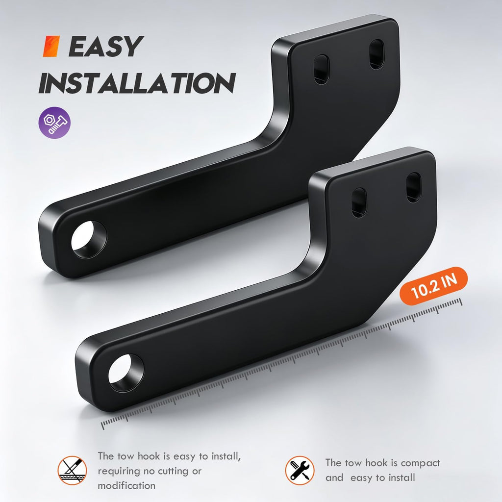 Rear Tow Hooks Kit, Rear Recovery Points for 2024 2025 Toyota Tacoma, 2PCS Steel Construction Recovery Points Hooks, Black Tow Hook