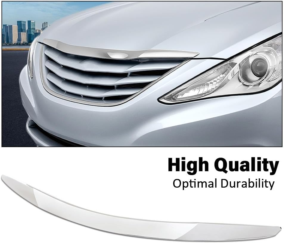 PIT66 Front Grille Hood Moulding Fit Hyun.dai Sonata 2011-2013 Chrome Trim | Grill Fit Hyun.dai Sonata GL, GLS, Limited, SE (2011-2013) and 2.0T, 2.0T Limited (2011-2012). Replaces 863553S101, HY1235101