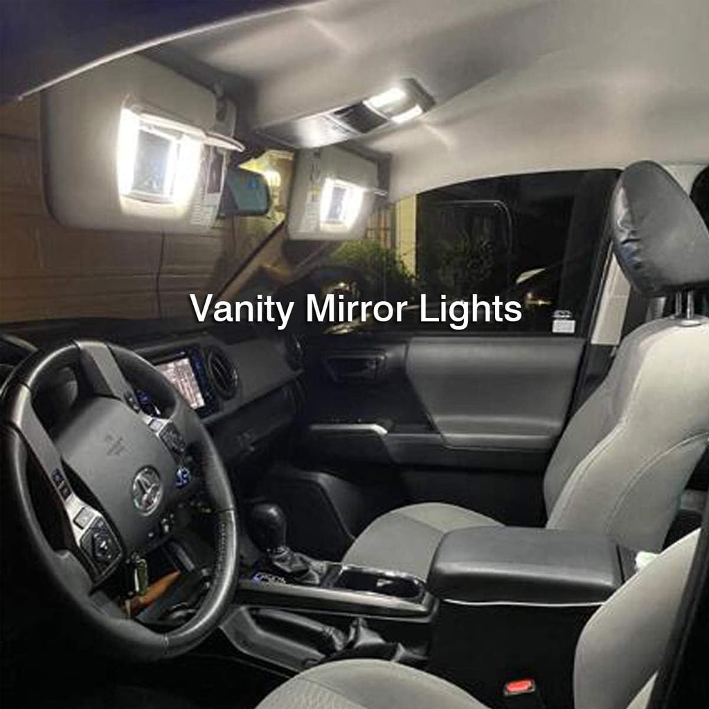 iBrightstar Super Bright LED Bulbs Package Kit Accessories Fit for Toyota Tacoma 2005-2021 Interior Map Dome Lights + Vanity Mirror Lights + License Plate Lights + Back Up Reverse Lights, White