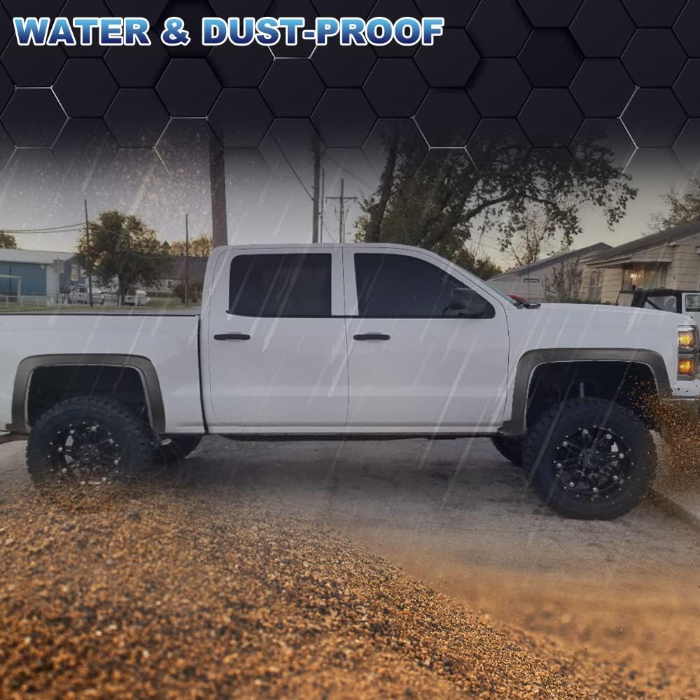 PIT66 Fender Flares Compatible with Chevy Silverado 1500 2014-2018 | Fit Silverado 2500HD 3500HD 2015-2019 (Only fit models with fleetside bed.Not for dually models) Textured Factory Style 4Pcs