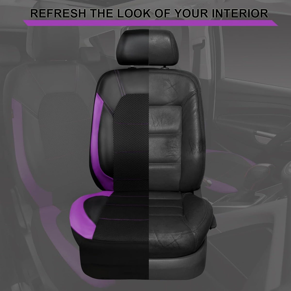 car pass leather seat covers, breathable universal car showing dimensions