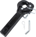 10-Ton Pintle Hitch for 2-Inch Receiver Hook Military Receiver 20000LBS Fits 2-1/2 in Lunette Ring Gloss Black Powder Coat