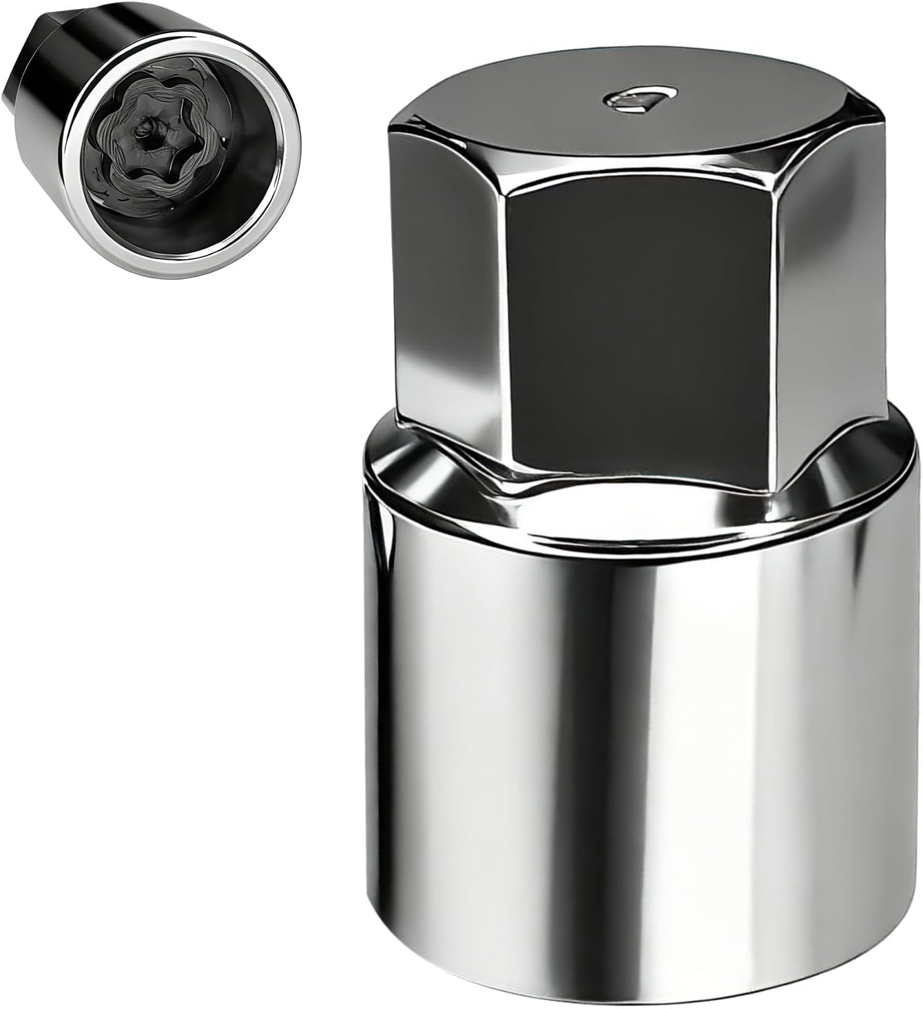 Wheel Lock Key Lug Nut Key Locking Lug Nut Removal Tool for Toyota Lexus Tacoma Senna, Security Nuts Socket Wrench Anti-Theft D-Wheel Locking Nuts Socket Adapter Installation & Removal (Silver