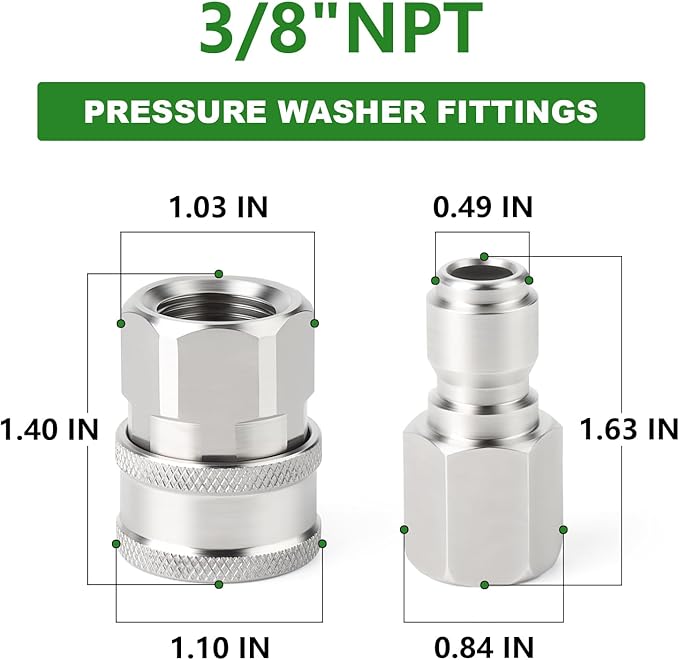 TAISHER 12PCS 304 Stainless Steel Pressure Washer Adapter Kit, Quick Connect - Image 2