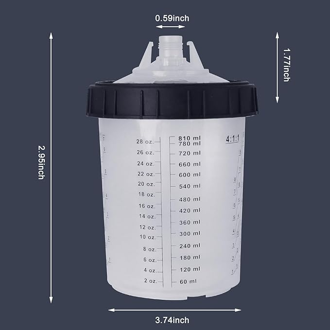 Disposable Paint Cups for Automotive Paint Gun, HVLP Paint Spray Gun 27 Ounce - Image 3