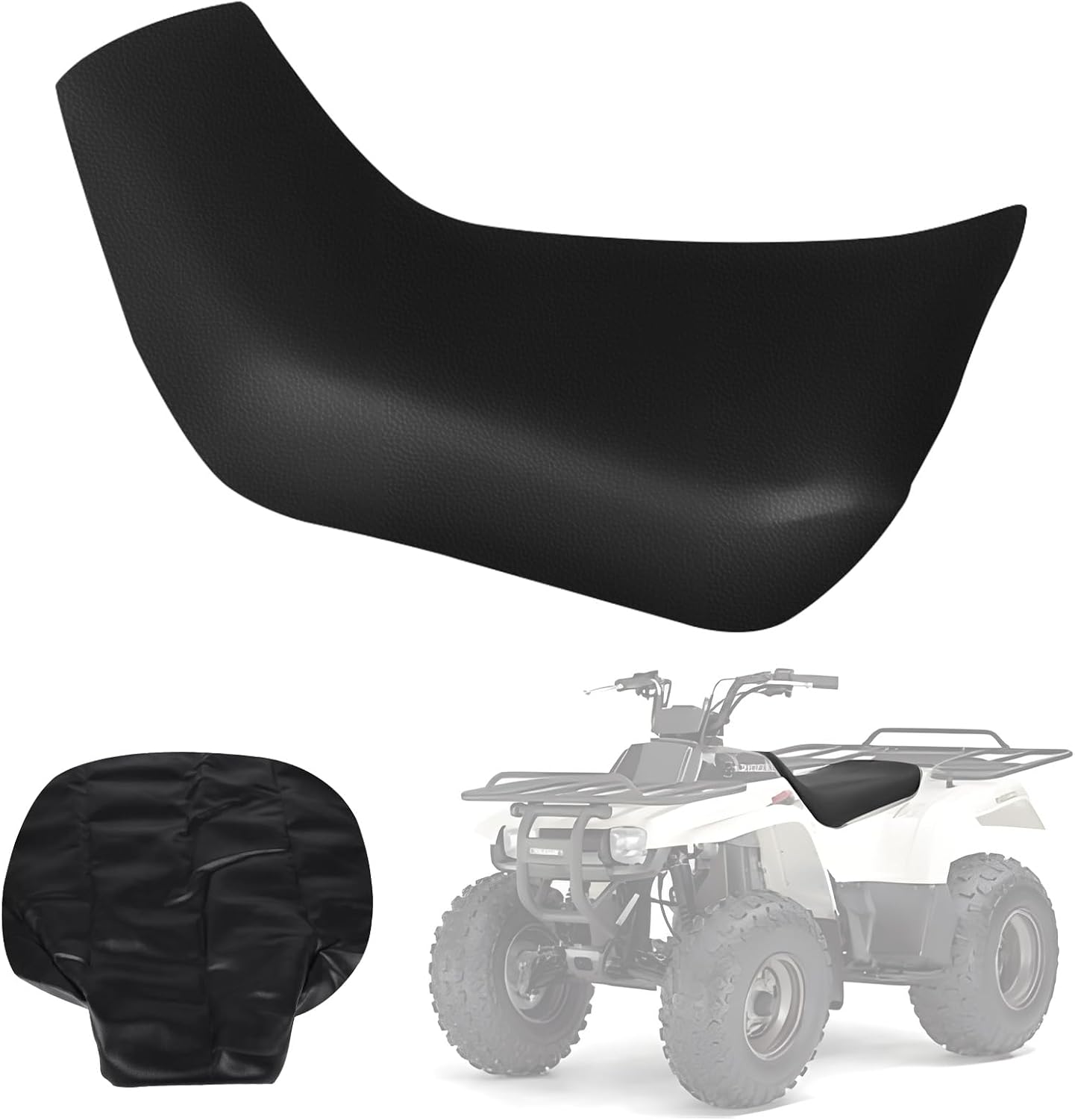 Seat Cover Replacement for 1988-2011 Kawasaki Bayou 220 250, Heavy Duty Leather ATV Seat Cover Replacement, Black