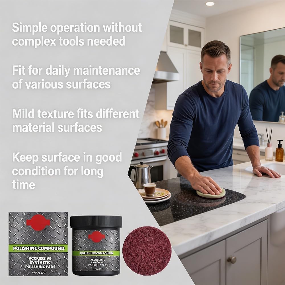 2027 New Polishing Compound (1Pc) | All-in-One Surface Restoration Polish with Pad, Furniture Surface Polishing & Scratch Remover Compound for Ovens Sinks