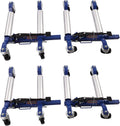 4-Piece Ratcheting Wheel Dollies Set, 5200lbs Capacity, Adjustable 10-22in | 360° Nylon Wheels, Heavy Duty Steel, Foot Pedal, Easy Move Car Tire Skates, Garage, Auto Shop, Silver Blue Black