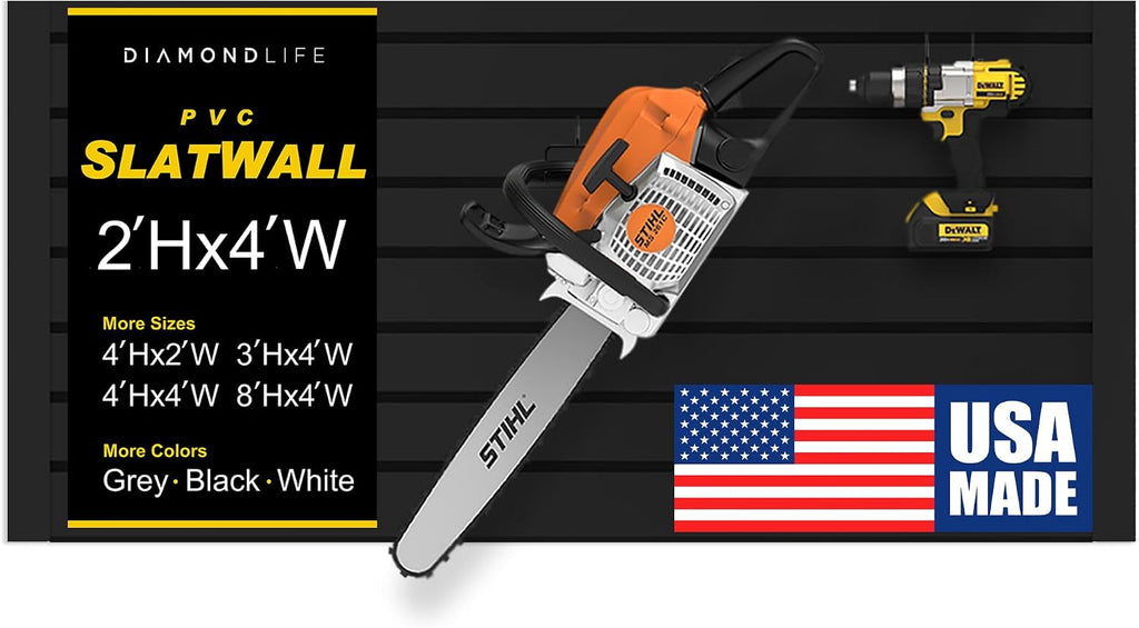 DLDIRECT Slatwall Panel Garage Wall Organizer: Heavy Duty Mounted PVC Rack