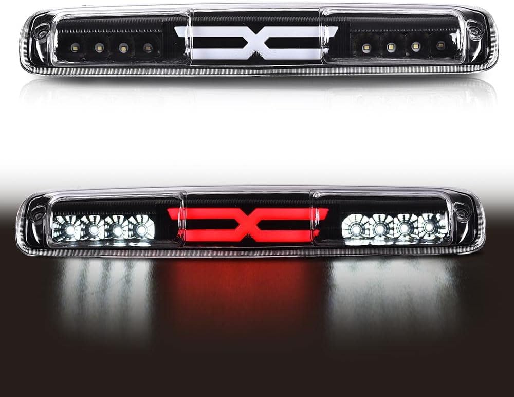 PIT66 LED 3rd Third Brake Light Compatible with Chevy Silverado 1500 2500 3500 & HD Models 1999-2006 Fit GMC Sierra 1500 2500 3500 & HD Models 1999-2006 Clear & Red Lens Third Cargo Lamp
