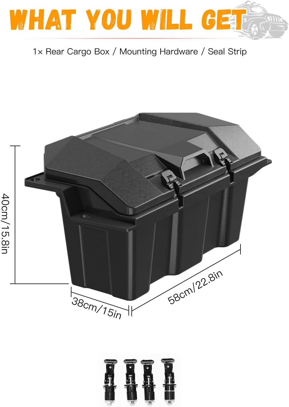 UTV 73QT Rear Cargo Storage Box for Polaris RZR XP 1000 XP4 1000 | Waterproof UTV Cargo Box with Lockable Lid Heavy Duty Storage Case for RZR Accessories, Repalce #2883751