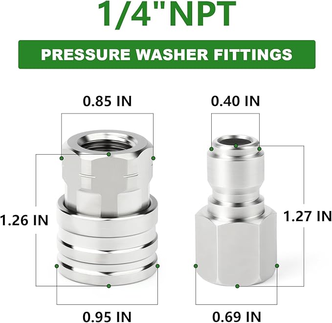 TAISHER 12PCS 304 Stainless Steel Pressure Washer Adapter Kit, Quick Connect - Image 2