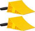 Homeon Wheels RV Camper Large Wheel Chocks Extra Wide with Handle and Rope for Travel Trailers, Cars, Tire Chocks Blocks 2 Packs Hard Plastic Heavy Duty(Yellow)