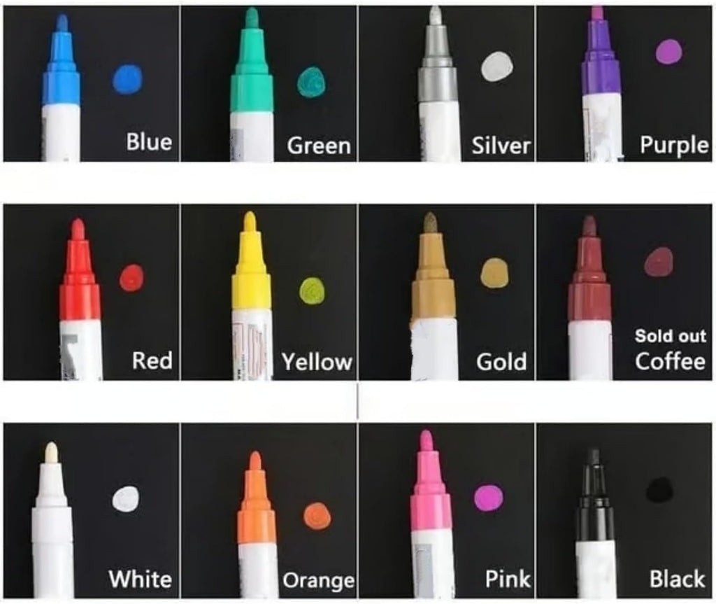 Waterproof Non-fading Tire Paint Pen, Tire Paint Pen for Car Tire Letters, 12 Colors Tire Marker, Repairing Tire Scratches, For Car & Motorcycle Tire (Orange)