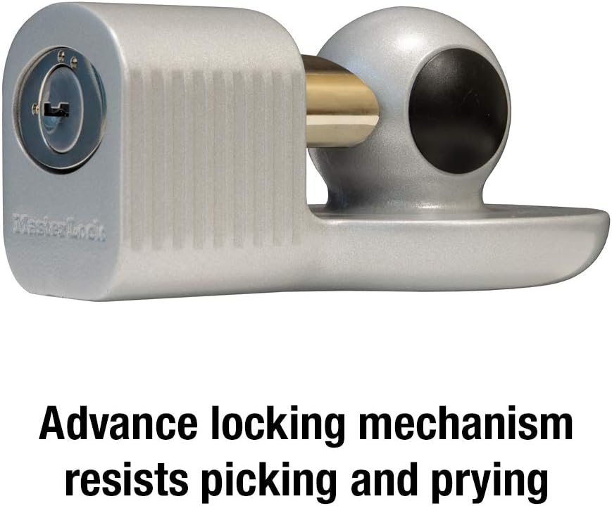 Master Lock Silver Trailer Hitch Lock, Trailer Tongue Lock for RV, Horse Trailer, or Utility Tool Trailer, 377DAT