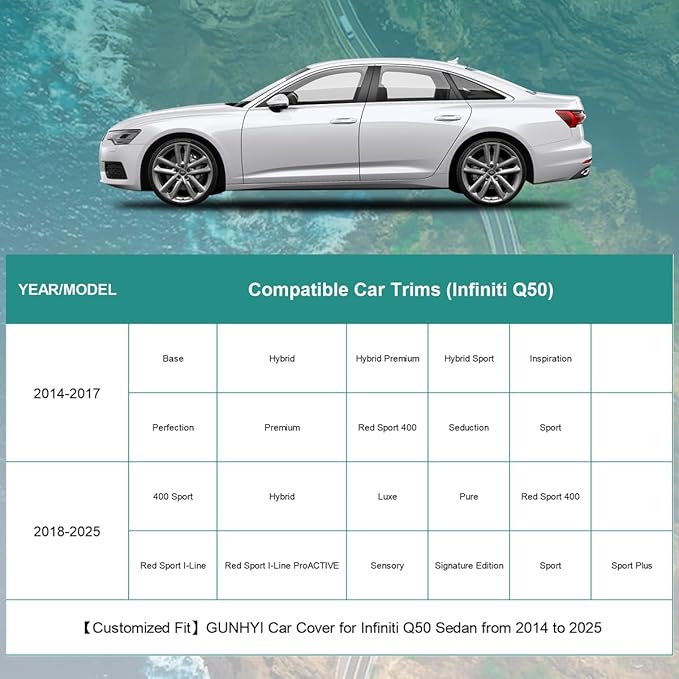 Premium Car Cover Custom Fit Infiniti Q50 Sedan, 16 Layers Heavy Duty Car Cover - Image 5