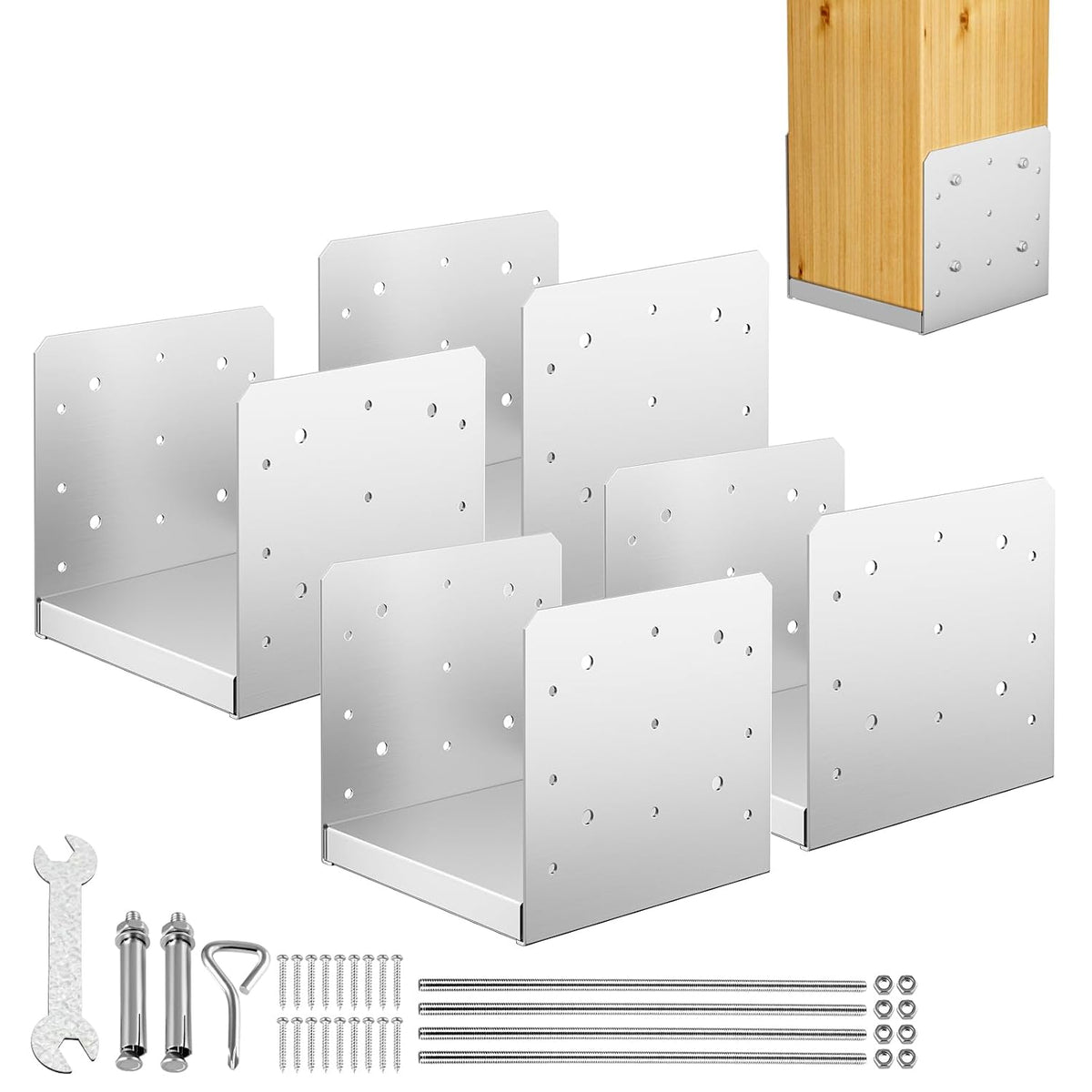 8"x8" adjustable post base, 4pcs stainless steel post, main product view