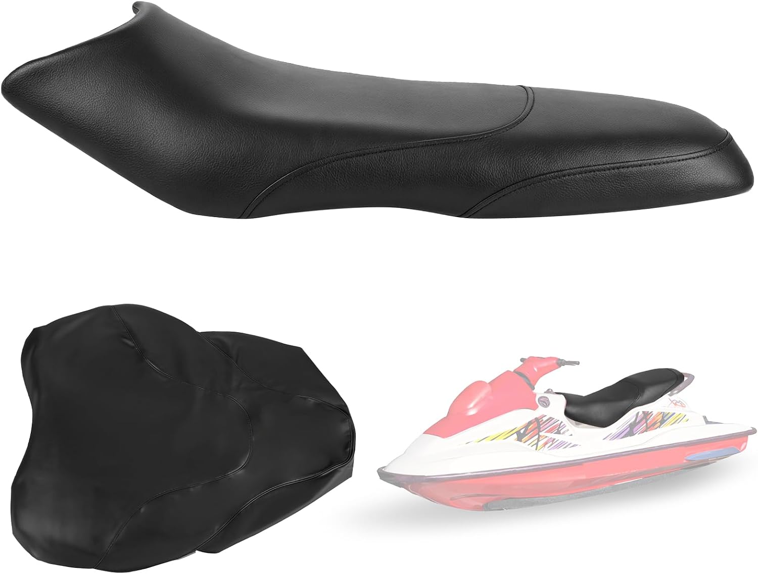 Seat Cover Replacement for 1996-2001 Seadoo GS/GSI/GSX LTD/RFI | 3-Layer Custom Fit Faux Leather: Waterproof, Filter Inner, Tough Base. Staple Install (Basic Setup Accessories Kit Included)