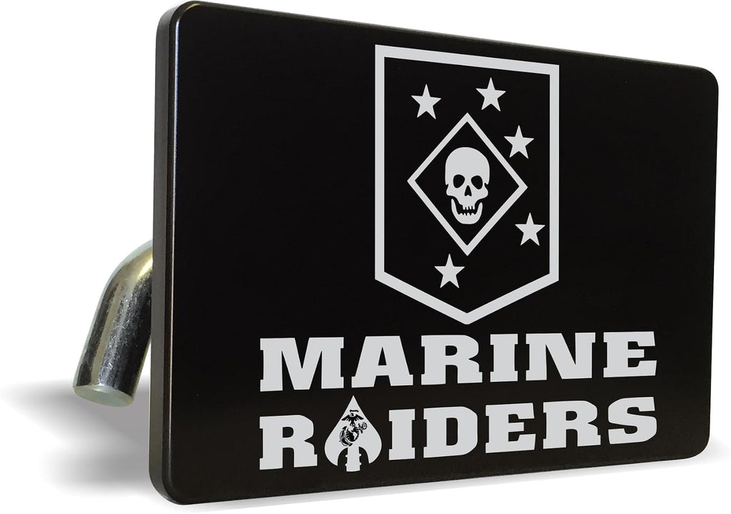 [Officially Licensed Marine Corps Product]- MARSOC Marine Raiders USMC - Premium Quality Anodized Billet Aluminum Laser Etched UV Resistant Metal Trailer/Tow Hitch Cover for 2" Receivers for Car